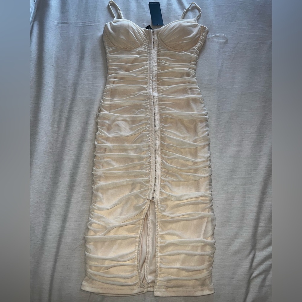 Ruched Cream Color Dress 🤎🤍
